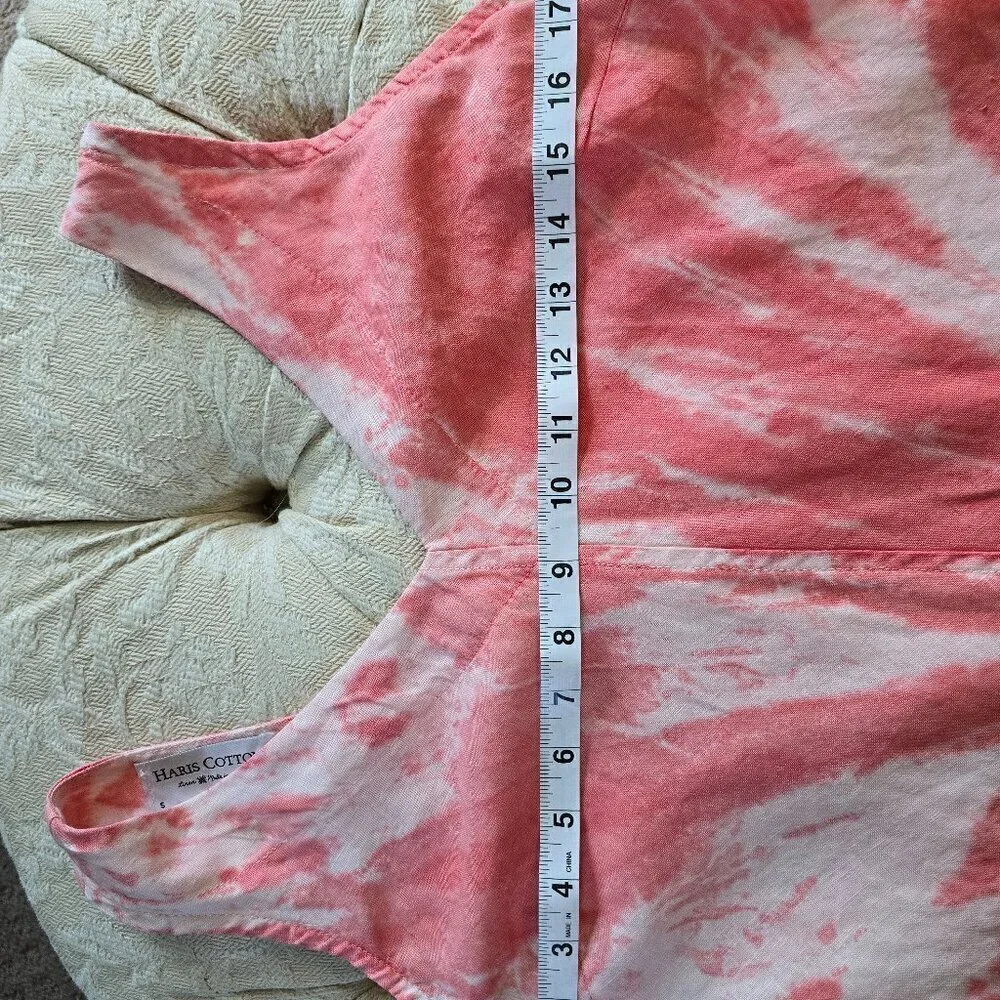 Haris Cotton Brand Dress Tie-Dye Linen Shift Sz. S Red/Pink/White Blend - Picture 6 of 13